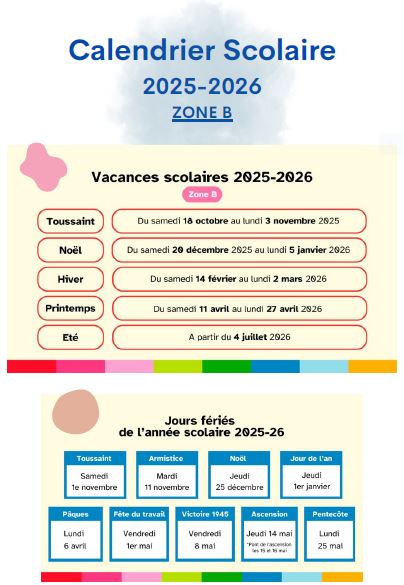CALENDRIER SCOLAIRE